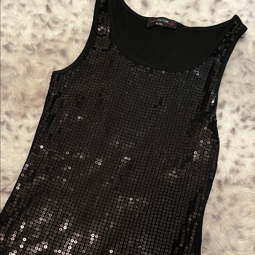 Black Sequin Tank Top